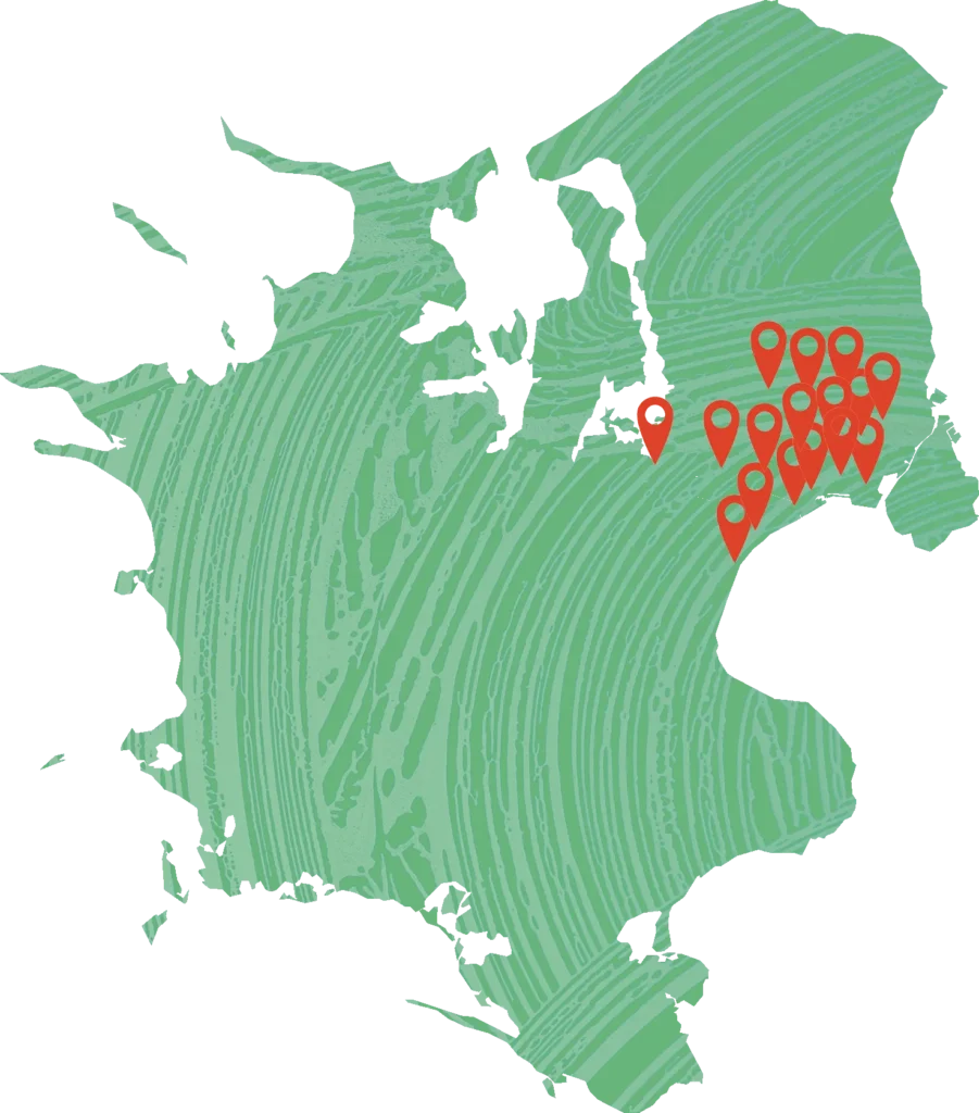 Kort over byer vinduespudser kører i